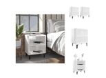 Vidaxl Comodini Con Gambe In Metallo 2 Pz. Bianco Lucido 40X30X50 Cm - Comodini