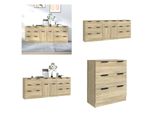 Vidaxl Credenza 3 Pezzi Sonoma In Legno Effetto Rovere - Credenza - Credenze - Mobile - Mobile Credenza