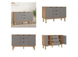 Vidaxl Credenza Otta Brown&Grey 113,5X43X73 Cm Legno Di Pino Massiccio - Credenza - Credenze - Cassettiera - Credenza