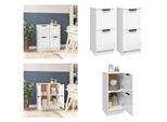 Vidaxl Credenze 2 Pz. Bianco Lucido 30X30X70 Cm Materiale A Base Di Legno - Credenza - Credenza - Armadio - Armadio Portaoggetti