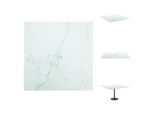 Vidaxl Piano Da Tavolo Bianco 70X70 Cm In Vetro Temperato 6 Mm Effetto Marmo - Piani Da Tavolo