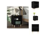 Vidaxl Comodino Con Gambe In Legno Massiccio Nero 40X30X50 Cm - Comodini