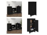 Vidaxl Credenze 2 Pezzi Nero 40X35X80 Cm In Legno Di Pino Massiccio - Credenza - Credenze - Armadio - Credenza