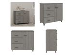Vidaxl Credenza Hamar Grigio Chiaro 90X40X80 Cm Pino Massello - Credenza - Credenze - Credenza In Legno - Credenza In Legno Massello