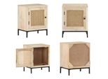 Vidaxl Comodino 40X30X50 Cm In Legno Massello Di Mango E Vimini - Comodino - Comodini - Comodino In Legno - Comodini In Legno