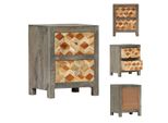 Vidaxl Comodino Grigio 40X30X50 Cm In Legno Massiccio Di Mango - Comodini