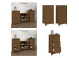 Vidaxl Credenze 2 Pz. Miele Marrone 40X35X80 Cm Pino Massiccio - Credenza - Credenze - Armadio - Armadio Portaoggetti