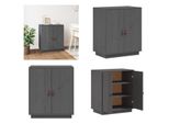 Vidaxl Credenza Grigia 65,5X40X75 Cm In Pino Massiccio - Credenza - Credenze - Armadio - Armadio Portaoggetti