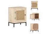 Vidaxl Comodino 40X30X50 Cm In Legno Massiccio Di Mango E Vimini - Comodini