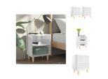 Vidaxl Comodini Gambe In Legno Massiccio 2 Pz. Bianco Lucido 40X30X50Cm - Comodini