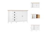 Vidaxl Credenza Hill White 130X40X80 Cm In Legno Di Pino Massiccio - Credenze