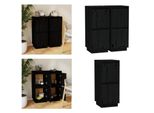 Vidaxl Credenze 2 Pezzi Nero 31,5X34X75 Cm In Legno Di Pino Massiccio - Credenza - Credenza - Armadio - Armadio Portaoggetti