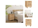 Vidaxl Comodino In Pino Massiccio Marrone E Rattan Naturale - Comodini