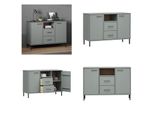 Vidaxl Credenza Oslo Con Gambe In Metallo Grigio 113X40X77 Cm In Legno Massiccio - Credenza - Credenze - Armadio - Armadio Portaoggetti
