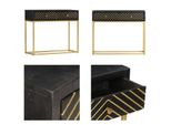 Vidaxl Tavolo Consolle Nero E Dorato 90X30X75 Cm In Legno Massello Di Mango - Tavolo Consolle - Tavoli Consolle - Tavoli Consolle In Legno - Tavoli Consolle In Legno