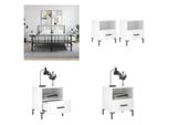 Vidaxl Comodini 2 Pz. Bianco Lucido 40X35X47,5 Cm Materiale A Base Di Legno - Comodino - Comodini - Armadio - Comodino