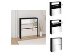 Vidaxl Scarpiera Con Specchio 2 Scomparti Nera 63X17X67 Cm - Scarpiere E Armadietti