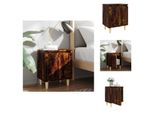 Vidaxl Comodino Con Gambe In Legno Massiccio Rovere Fumé 40X30X50 Cm - Comodini
