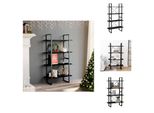 Vidaxl Libreria 4 Scomparti Nera 80X30X140 Cm In Legno Di Pino Massiccio - Librerie E Scaffalature