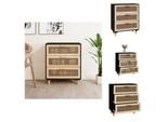 Vidaxl Credenza Nera 60X30X70Cm In Pino Massiccio E Rattan Naturale - Credenze