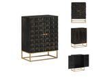 Vidaxl Credenza Nera 55X34X75 Cm In Legno Massiccio Di Mango E Ferro - Credenze