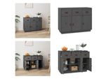 Vidaxl Credenza Grigia 100X40X75 Cm In Legno Di Pino Massiccio - Credenza - Credenze - Cassettiera - Credenza