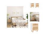 Vidaxl Comodini 2 Pezzi. Pino Massiccio Bianco E Rattan Naturale - Comodini