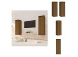 Vidaxl Armadi A Muro 2 Pz. Marrone Miele 30X30X100 Cm In Legno Di Pino Massiccio - Mensole A Muro
