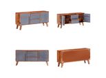 Vidaxl Credenza Grigia 120X30X55 Cm In Legno Massiccio Di Palissandro - Credenza - Credenze - Credenze In Legno - Credenze In Legno