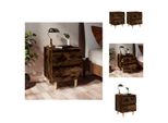 Vidaxl Comodini 2 Pz. Gambe In Legno Massiccio Rovere Fumé 40X35X50 Cm - Comodini