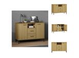 Vidaxl Credenza Oslo Con Gambe In Metallo Marrone 113X40X77 Cm In Legno Massiccio - Credenze