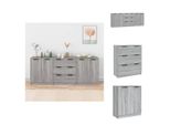 Vidaxl Credenza 3 Pezzi Grigio Sonoma In Legno Di Quercia - Credenze