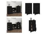 Vidaxl Credenze 2 Pezzi Nero 40X35X80 Cm Pino Massiccio - Credenza - Credenze - Armadio - Armadio Portaoggetti