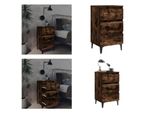 Vidaxl Comodino Con Gambe In Metallo Rovere Affumicato 40X35X69 Cm - Comodino - Comodini - Mobile Da Letto - Tavolino