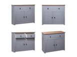 Vidaxl Credenza Grigia 93X40X80 Cm In Legno Di Pino Panama - Credenza - Credenze - Credenze In Legno - Credenze In Legno