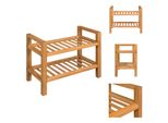 Vidaxl Scarpiera A 2 Ripiani 50X27X40 Cm In Rovere Massiccio - Scarpiere E Armadietti