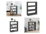 Vidaxl Libreria Divisoria Grigia 80X30X103,5 Cm In Legno Di Pino Massiccio - Libreria - Librerie - Libreria - Armadio Portaoggetti