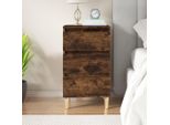 The Living Store Comodino Rovere Fumé 40X35X70 Cm Materiale Legno