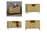 Vidaxl Credenza Oslo Con Gambe In Metallo Marrone 113X40X77 Cm In Legno Massiccio - Credenza - Credenza - Armadio - Armadio Portaoggetti