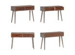 Vidaxl Tavolo Consolle Grigio 110X35X75 Cm Legno Massiccio Di Mango Grezzo - Tavolo Consolle - Tavoli Consolle - Tavolo Da Parete - Tavoli Da Parete
