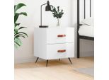 The Living Store Comodino Bianco Lucido 40X35X47,5 Cm Materiale Legno