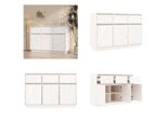 Vidaxl Credenza Bianca 110X34X75 Cm In Pino Massiccio - Credenza - Credenza - Mobile Contenitore - Credenza In Legno