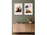 Wallity, Huhu153 - 70 X 50, Quadro Decorativo In Mdf Con Cornice (2 Pezzi), 100 % Mdf, Multicolore, 50 X 70 Cm