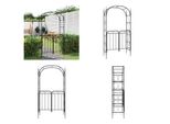 Vidaxl Arco Da Giardino Con Cancello Nero 108X45X235 Cm In Acciaio - Arco Da Giardino Con Cancello - Arco Da Giardino Con Cancelli - Arco Da Giardino - Pergola Da Giardino
