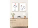 Wallity, Huhu188 - 70 X 50, Quadro Decorativo In Mdf Con Cornice (2 Pezzi), 100 % Mdf, Multicolore, 50 X 70 Cm