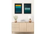 Wallity, Huhu91 - 70 X 50, Quadro Decorativo In Mdf Con Cornice (2 Pezzi), 100 % Mdf, Multicolore, 50 X 70 Cm