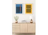 Wallity, Huhu128 - 70 X 50, Quadro Decorativo In Mdf Con Cornice (2 Pezzi), 100 % Mdf, Multicolore, 50 X 70 Cm