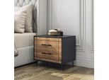 Skye Decor, Night - Walnut, Comodino, Noce, 100 % Melamin Coated Slipboard, 50 X 40 X 55 Cm
