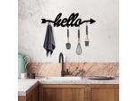 Wallity, Hello, Gancio Da Parete In Metallo, Nero, 100 % Metallo, 68 X 2 X 22 Cm
