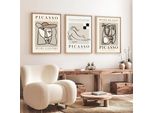 Wallity, Huhu254 - 50 X 70, Quadro Decorativo In Mdf Con Cornice (3 Pezzi), Multicolore, 100 % Mdf, 50 X 70 Cm